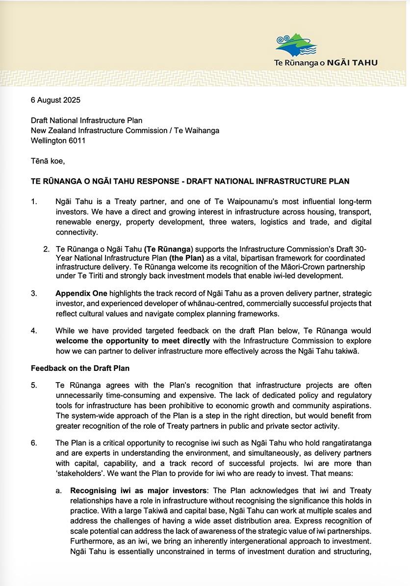 Draft National Infrastructure Plan TRoNT Submission